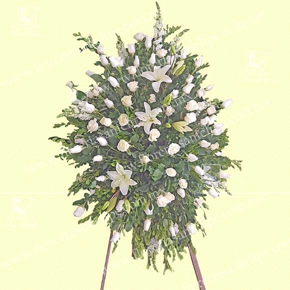 Medallón Luctuoso Con 75 Rosas y Lilis